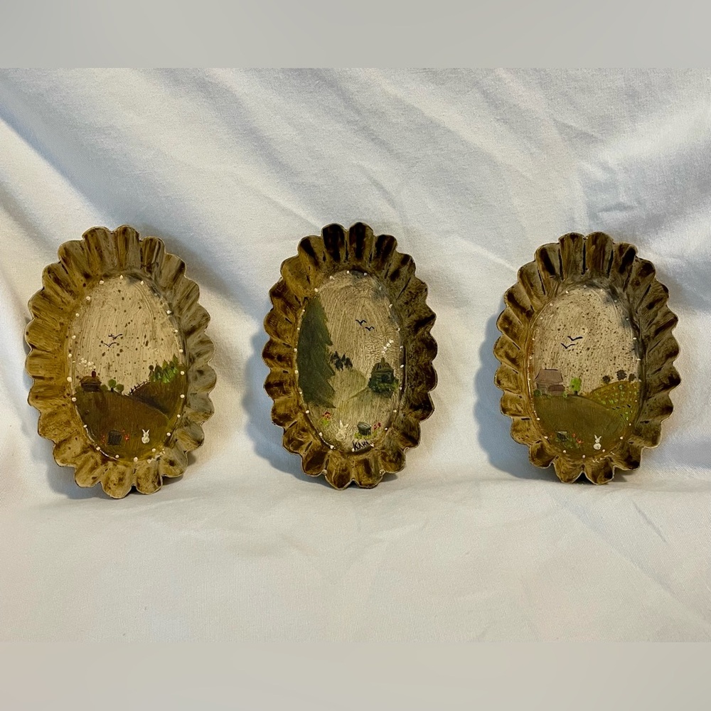 Toll Painted By Kari Tart Set - 3 Designs - Aluminum - Fluted - Primitive